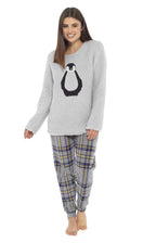 OLIVIA ROCCO Women's Teddy Fleece Pyjama Set Penguin Design Soft Cosy Nightwear Super Soft Cosy Home Loungewear