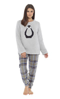 OLIVIA ROCCO Women's Teddy Fleece Pyjama Set Penguin Design Soft Cosy Nightwear Super Soft Cosy Home Loungewear