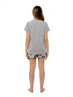 OLIVIA ROCCO Womens Grey Cotton Peek A Bear Pyjama Set T Shirt And Shorts Sleepwear