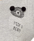 OLIVIA ROCCO Womens Grey Cotton Pyjama Set With Teddy Bear Design Cosy Easy-Care Nightwear Set