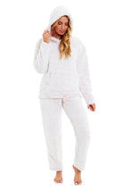 OLIVIA ROCCO Womens Pink Plush Fleece Hooded Pyjama Set Sizes 8 22 Ladies Loungewear