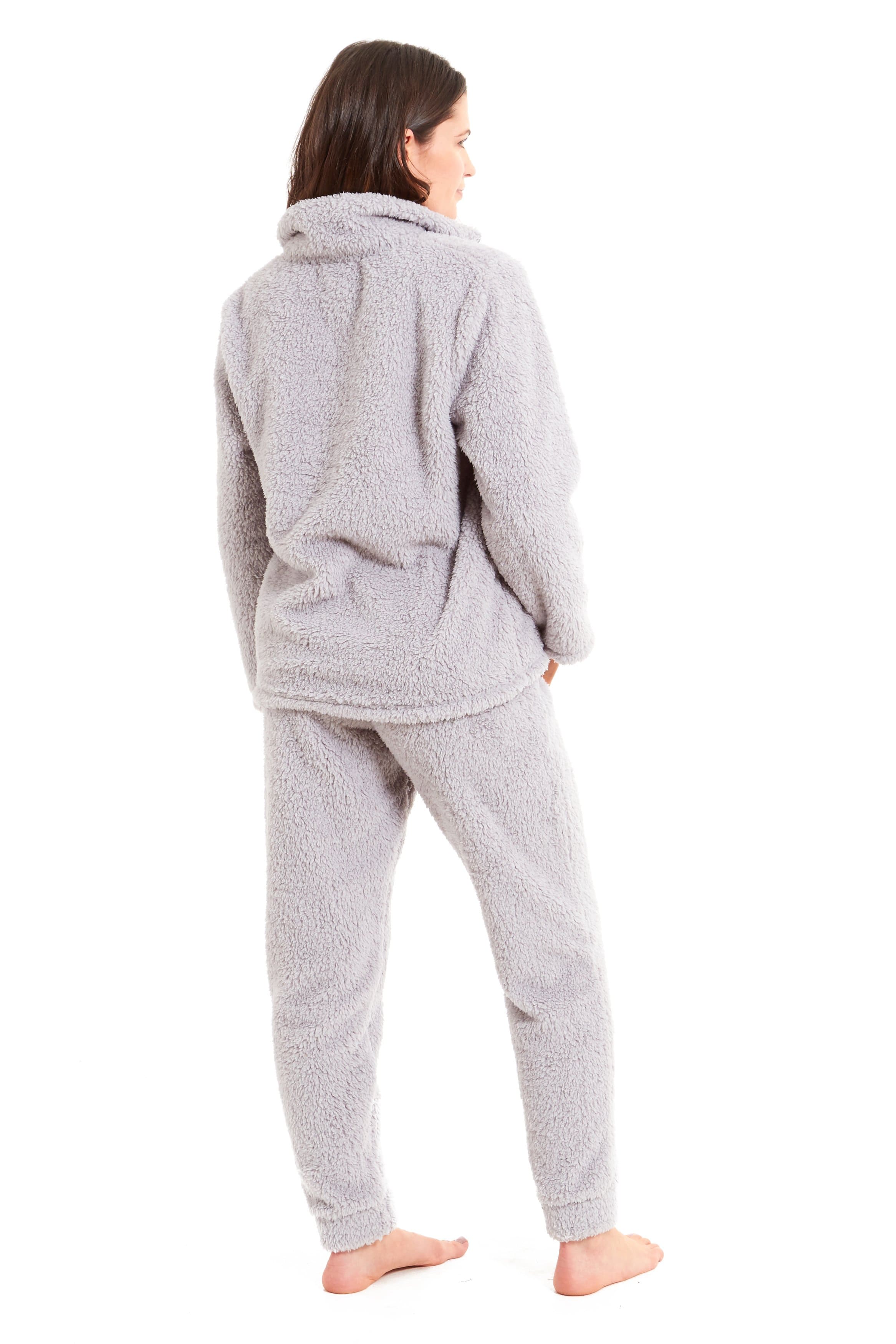 OLIVIA ROCCO Women's Teddy Fleece Lounge Set Zip Up Pyjama with Elasticated Waistband