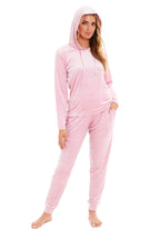 OLIVIA ROCCO Women's Velour Soft Touch Hooded Pyjama Set for Lounging and Sleep Cosy Easy-Care Nightwear Set