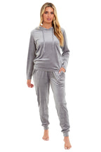 OLIVIA ROCCO Women's Velour Soft Touch Hooded Pyjama Set for Lounging and Sleep Cosy Easy-Care Nightwear Set