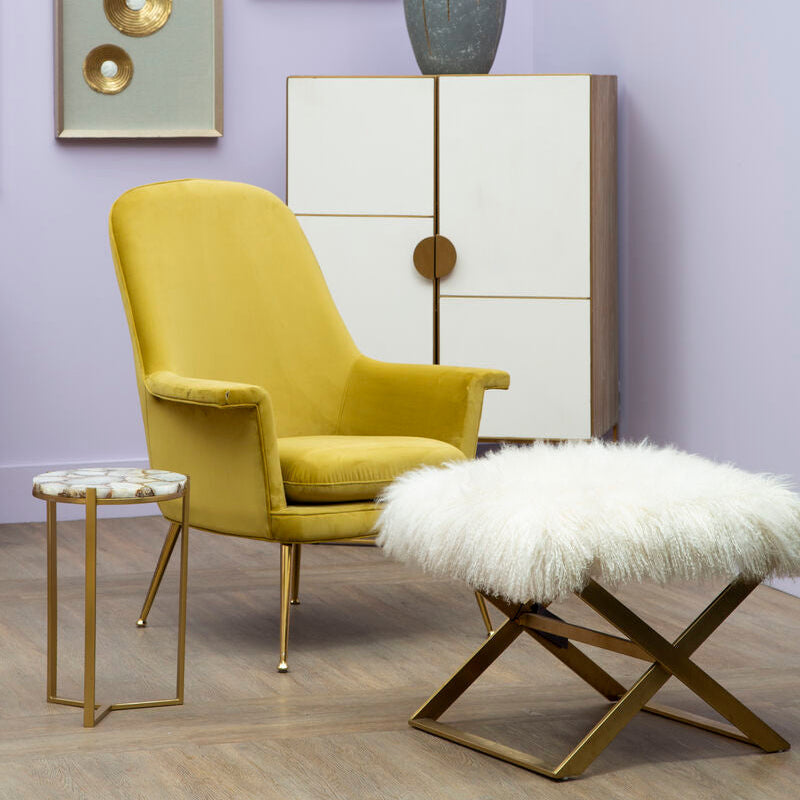 White Sheepskin Stool | Anafi