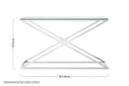 Clear Tempered Glass Top Console Table with Stainless Steel Criss Cross Base | Montril