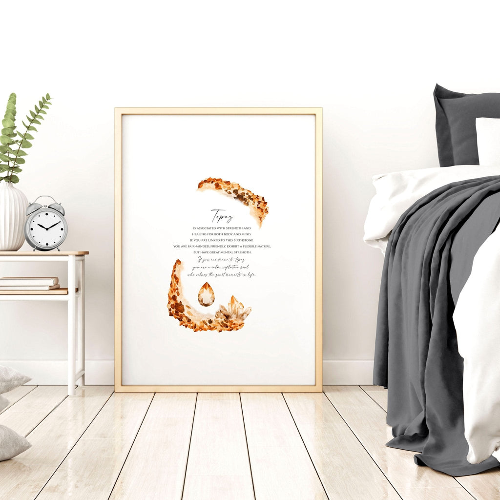 Topaz Birthstone framed wall art print