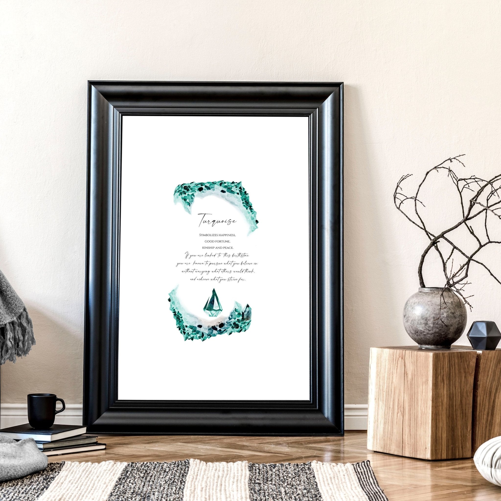 Birthstone Turquoise framed wall art print