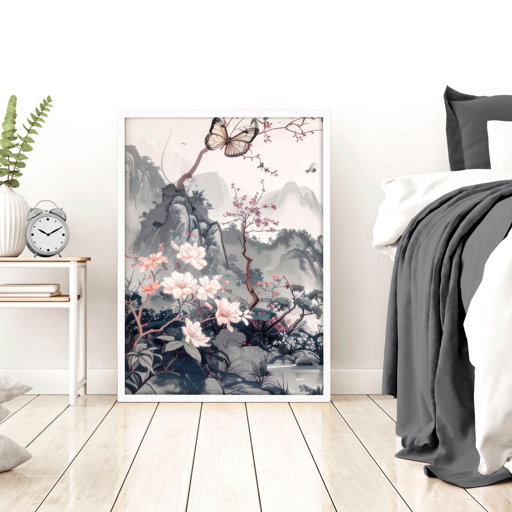 Decorating Bedroom Walls | Set of 3 Chinoiserie Wall art Prints