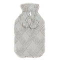 OLIVIA ROCCO Diamond Fleece Plush Hot Water Bottle 2L With Pom Poms, Natural Rubber, UK Safe Tested, Cozy Warmth For Winter Nights