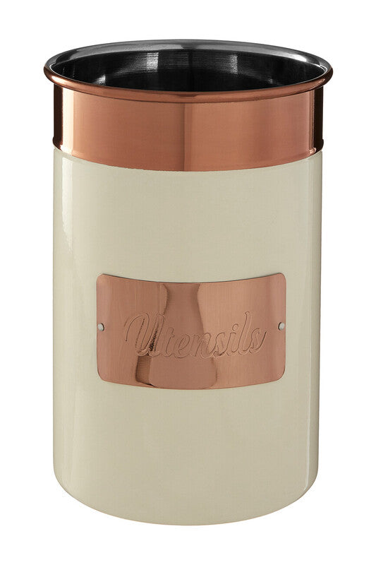 Cream and Copper Stainless Steel Utensil Holder | Prescott