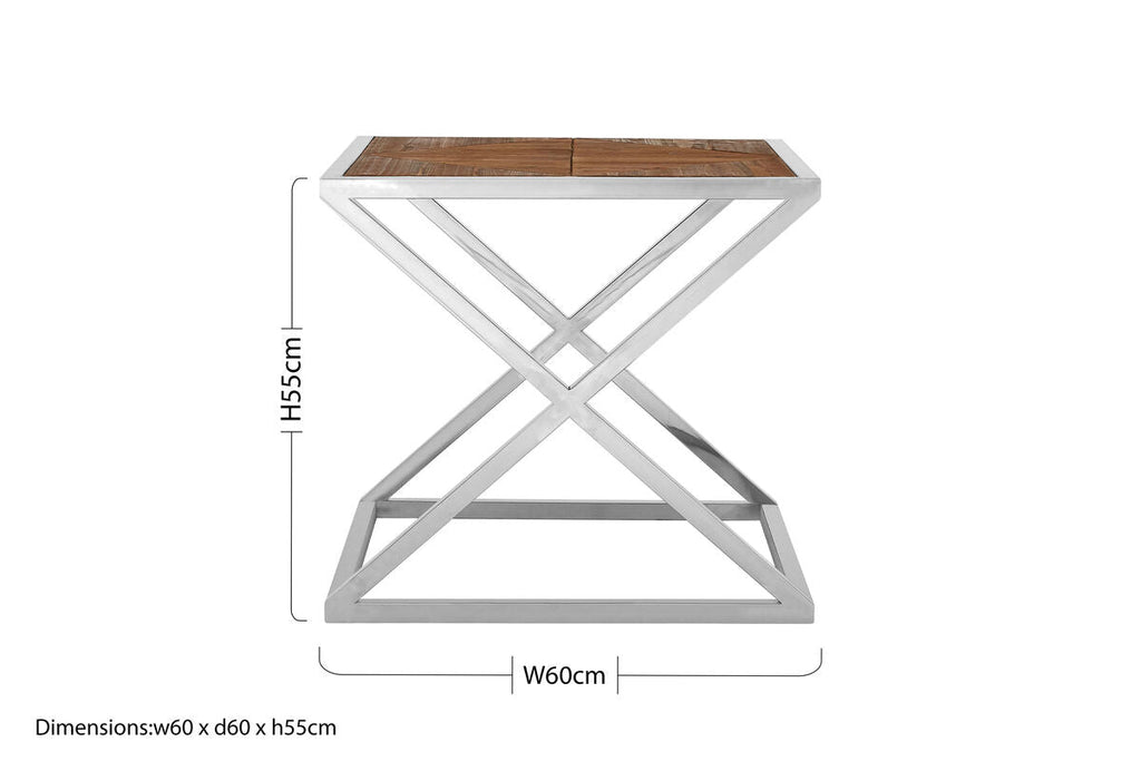 Natural Square Side Table with Cross Frame | Hudson