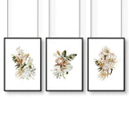 Framed print for bathroom | set of 3 Earth toned Botanical wall prints