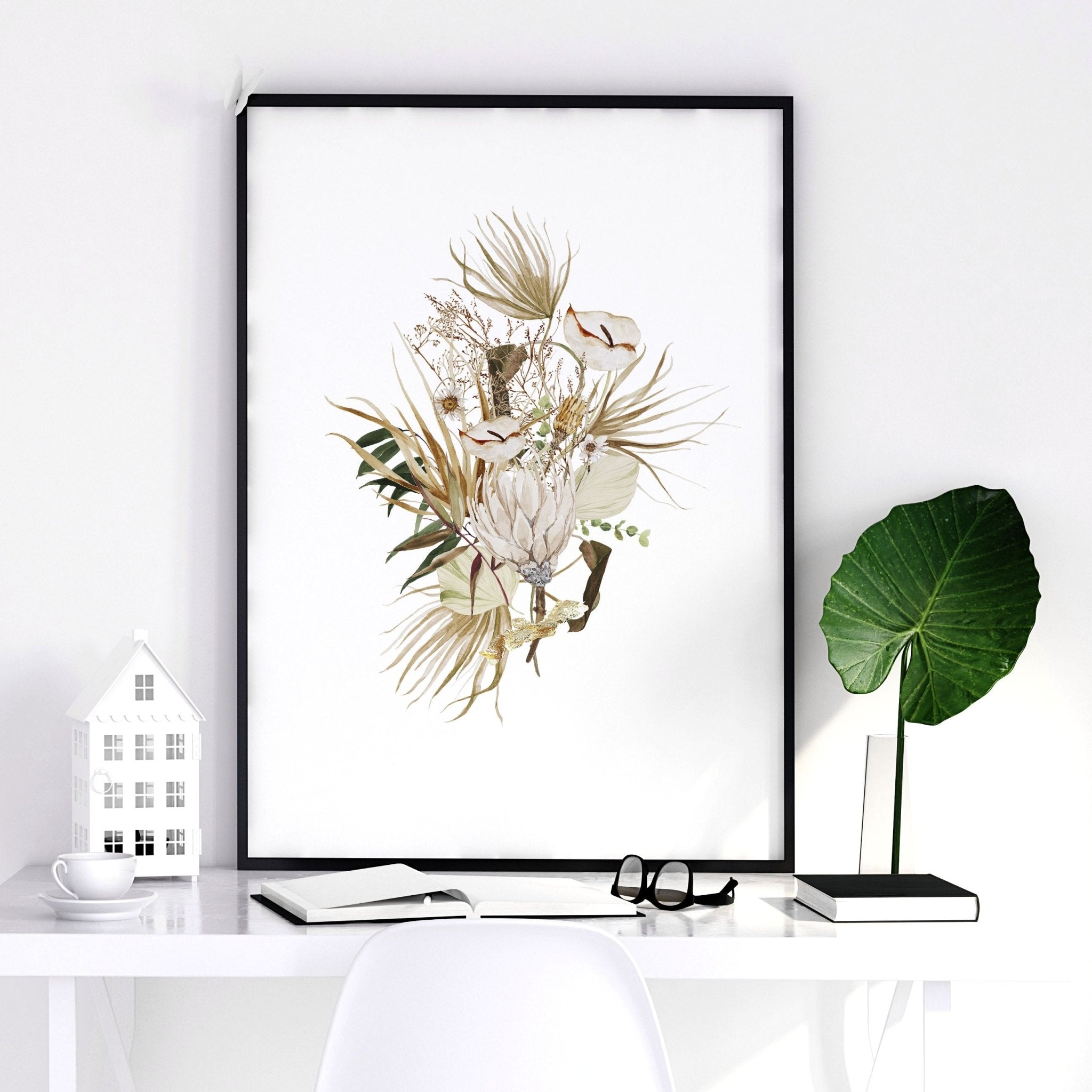 Framed print for bathroom | set of 3 Earth toned Botanical wall prints