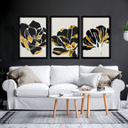 Artwork for living room | set of 3 wall art with gold