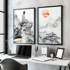 Extra Large Framed Wall Art | Set of 2 Asian Inspired Wall art Prints