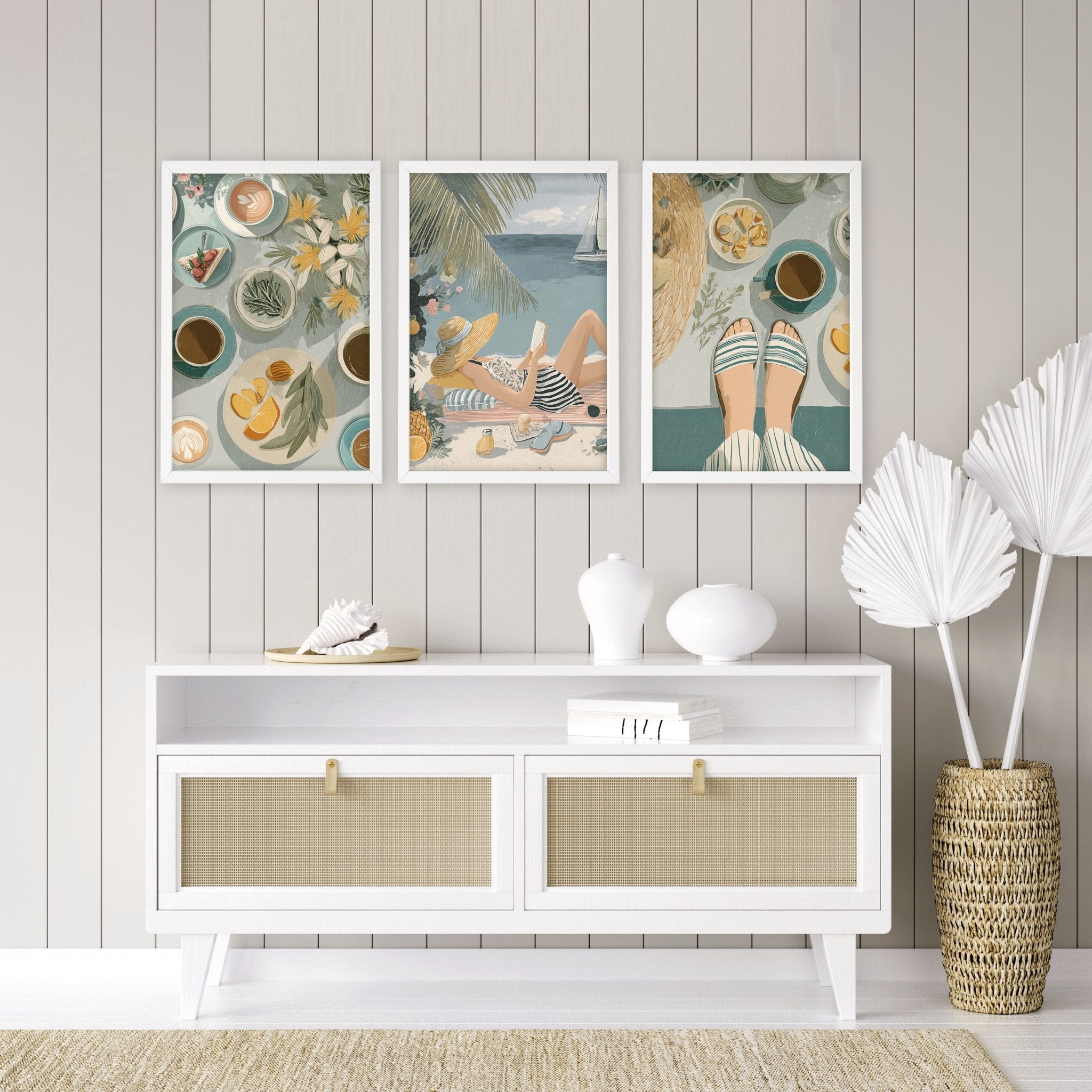 Extra Large Pictures For Living Room | Set of 3 Italian Lifestyle Wall art Prints
