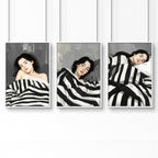Extra Large Wall Art For Living Room | Set of 3 Boho Women Wall art Prints