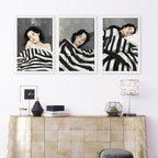 Extra Large Wall Art For Living Room | Set of 3 Boho Women Wall art Prints