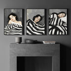 Extra Large Wall Art For Living Room | Set of 3 Boho Women Wall art Prints