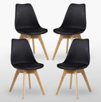 White Halo Dining Table & Set of 4 Lorenzo Jamie Tulip Dining Chairs with Padded Seat