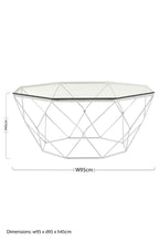 Hexagon Tempered Glass Top Coffee Table with Silver Chrome Geometric Base | Allure