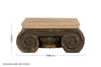 Natural Wood Top Coffee Table with Distressed Charcoal Grey Ornate Base | Pompeii