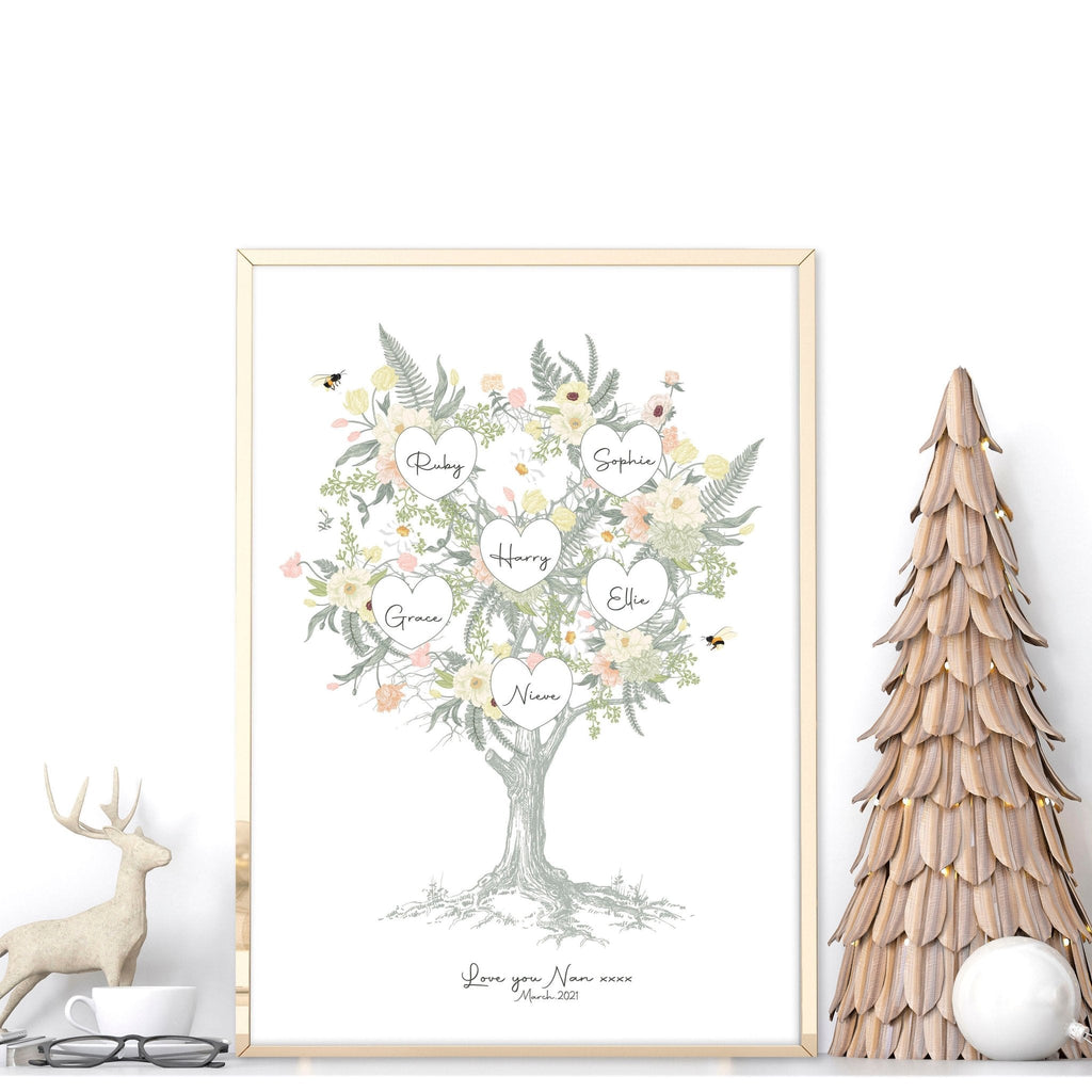 Family tree artwork Personalised wall art print