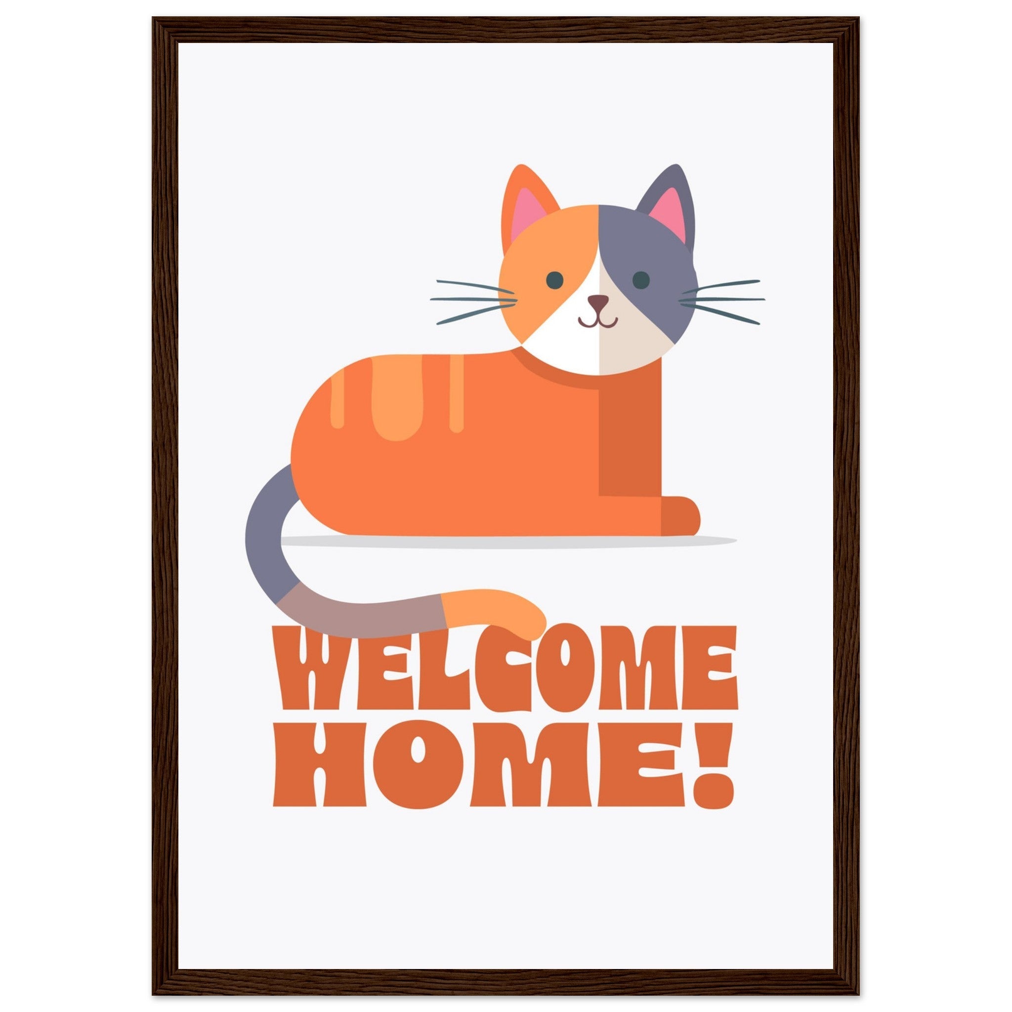 'Welcome Home!' (Cat) - Premium Matte Paper Wooden Framed Poster