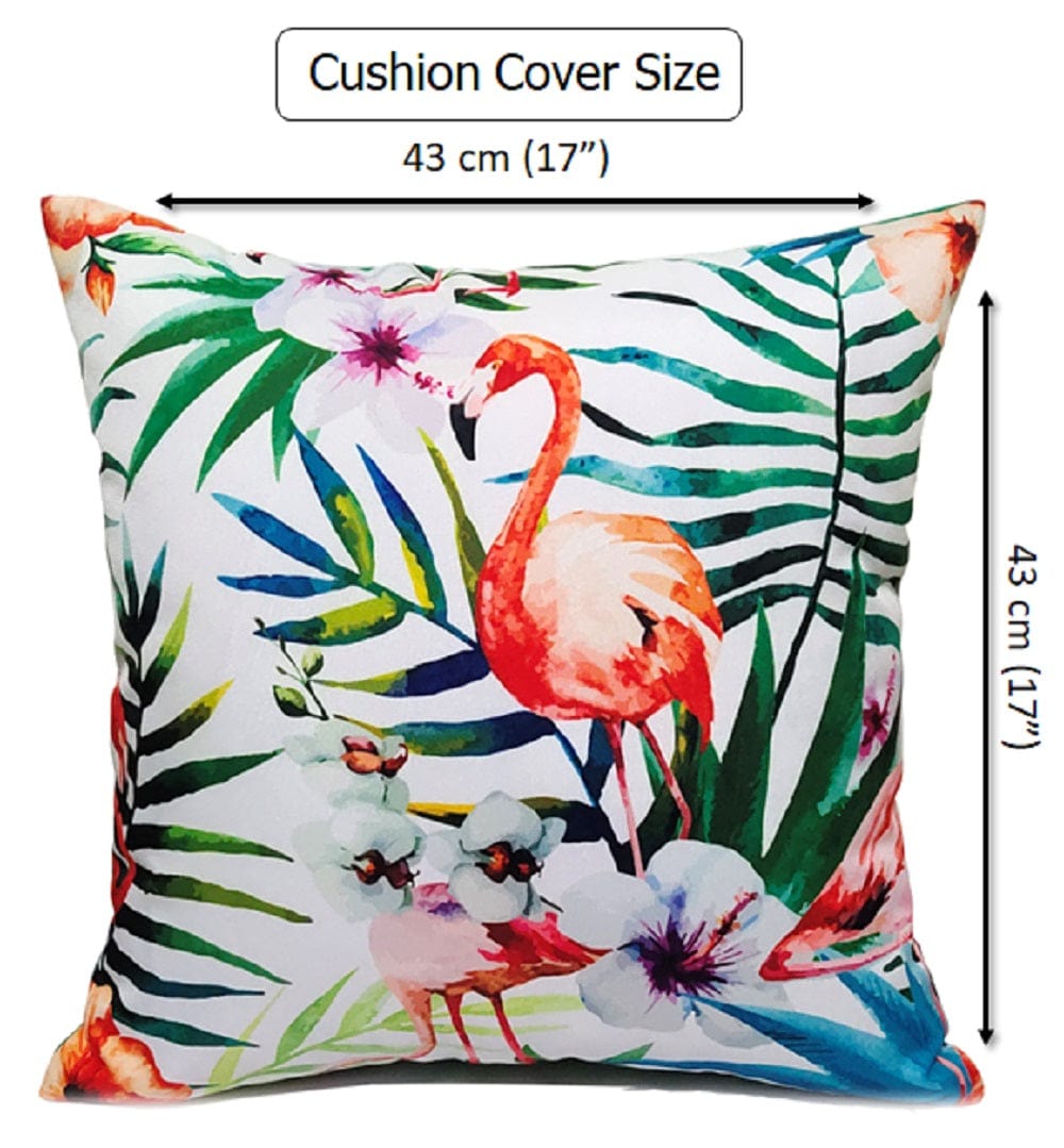 OLIVIA ROCCO Flamingo Waterproof Cushion Covers 43x43 cm Reversible Breathable Decorative Indoor Outdoor for Patio Garden Sofa Bed Chair - Nest UK