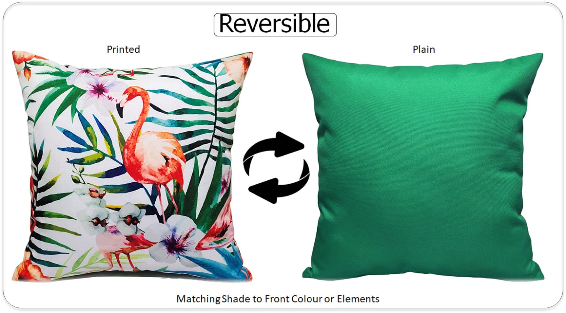OLIVIA ROCCO Flamingo Waterproof Cushion Covers 43x43 cm Reversible Breathable Decorative Indoor Outdoor for Patio Garden Sofa Bed Chair - Nest UK