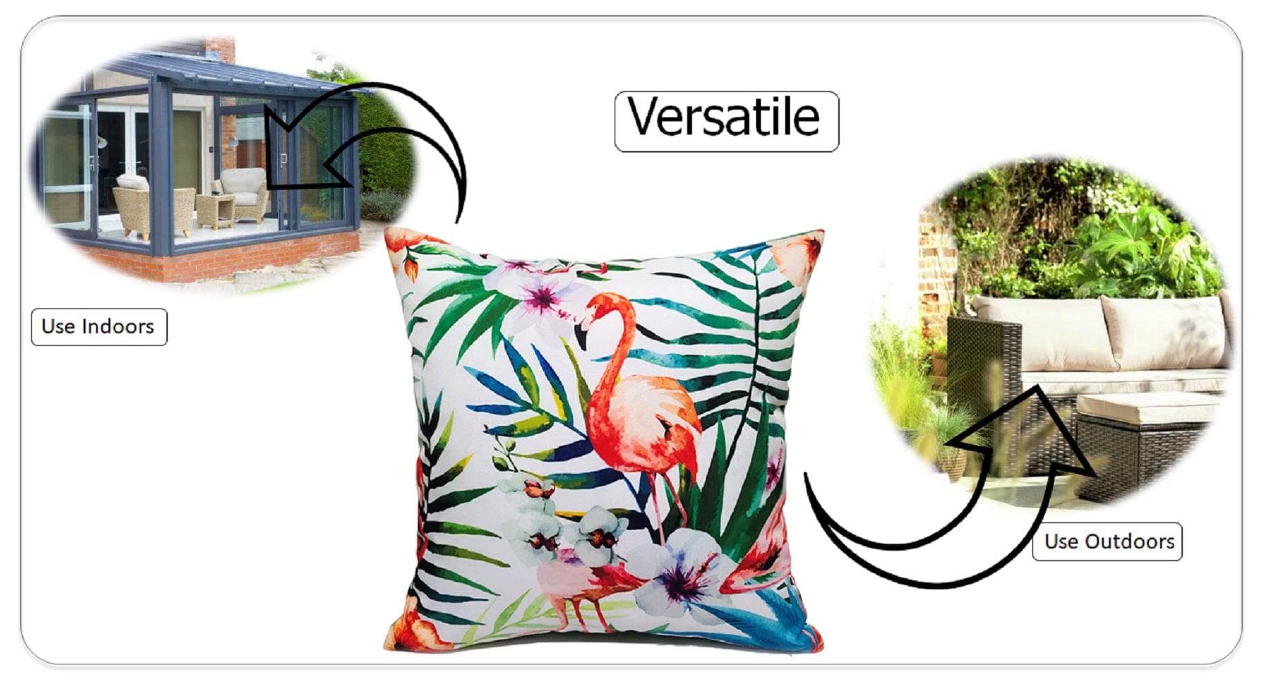 OLIVIA ROCCO Flamingo Waterproof Cushion Covers 43x43 cm Reversible Breathable Decorative Indoor Outdoor for Patio Garden Sofa Bed Chair - Nest UK