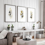 Living Room Wall Pictures – Set of 3 Floral Prints