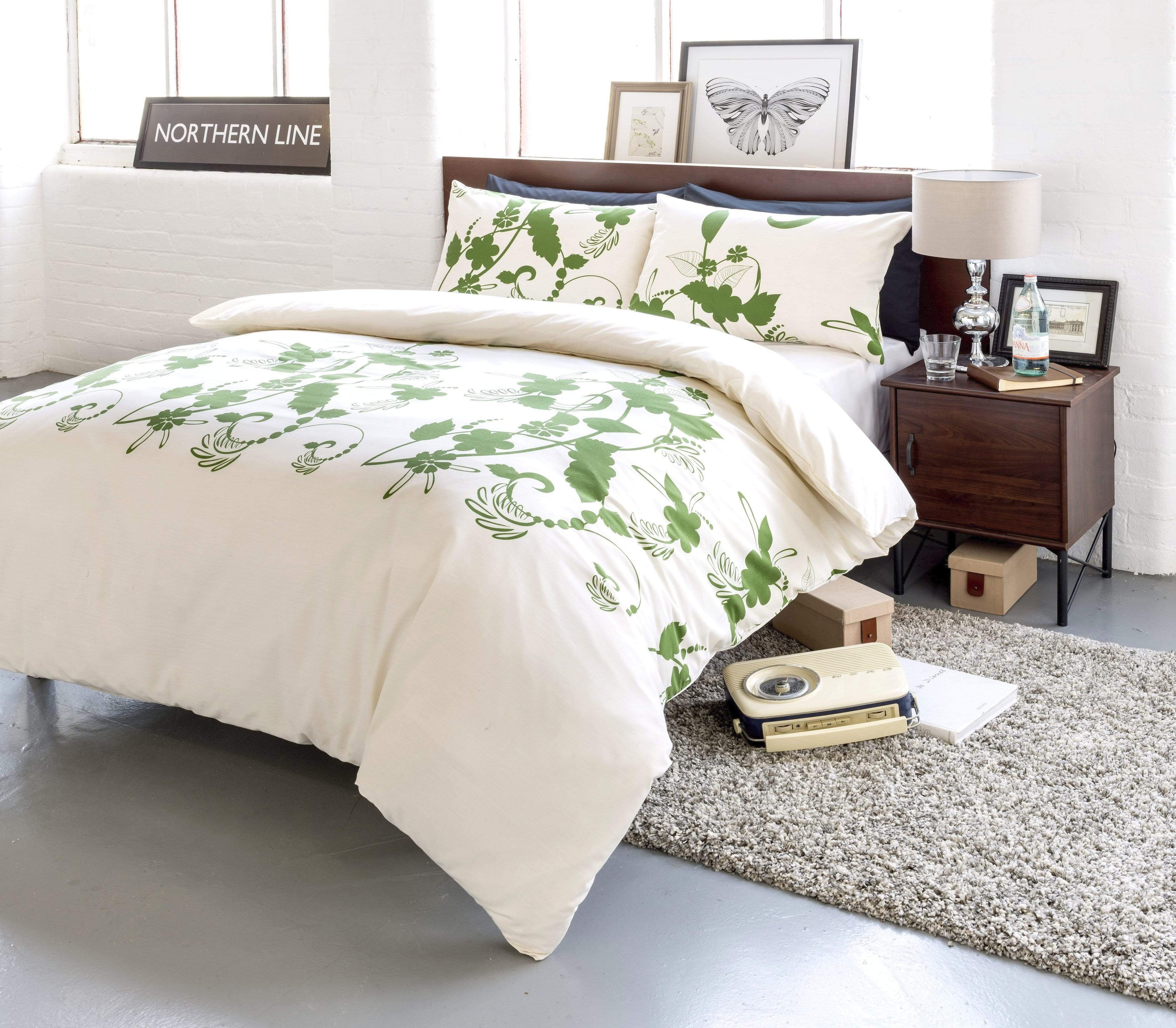 Floral Trail Duvet Set Luxurious Cotton Rich Soft Bedding with Elegant Botanical Design in Single Double King and Super King Sizes OEKO-TEX Certified by OLIVIA ROCCO
