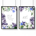 Wall art for bathrooms | set of 2 Floral wall art prints