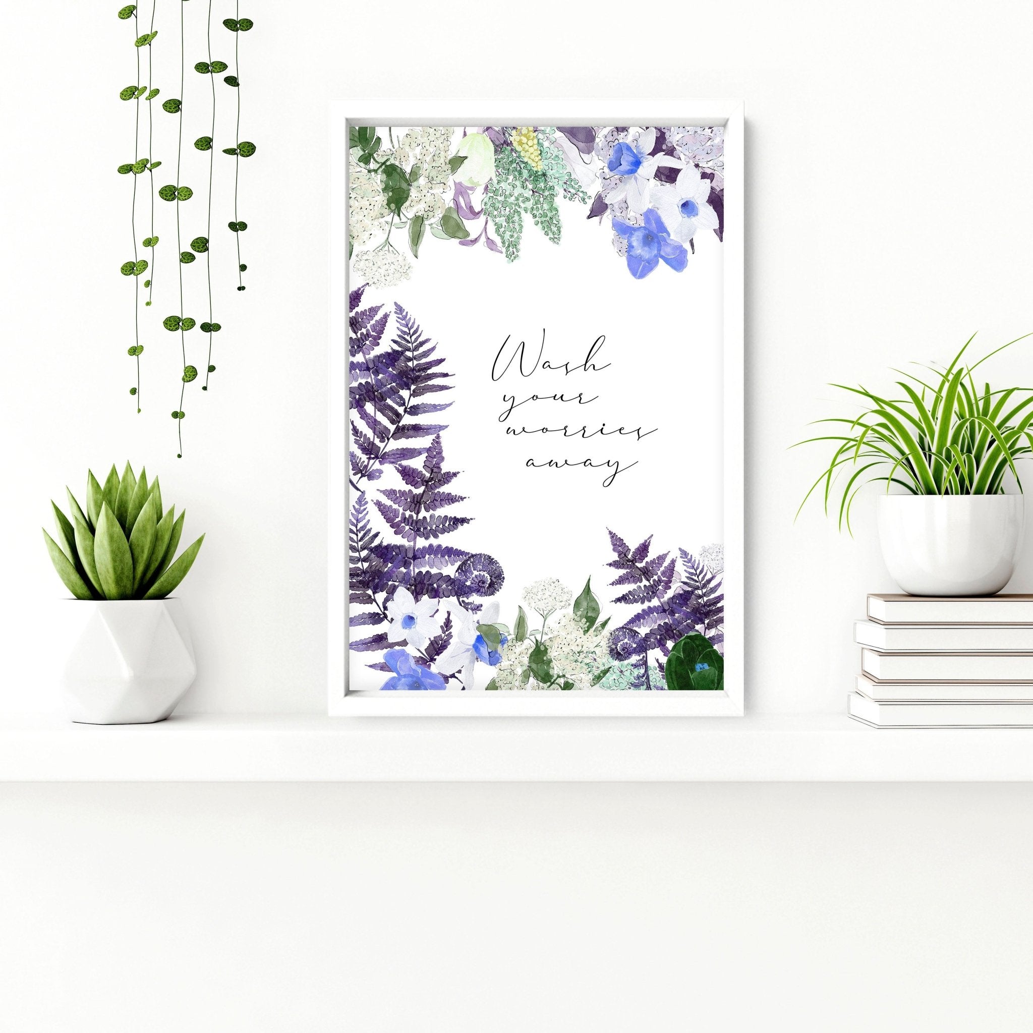 Wall art for bathrooms | set of 2 Floral wall art prints