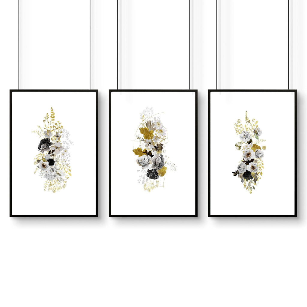 Living Room Wall Pictures – Set of 3 Floral Prints