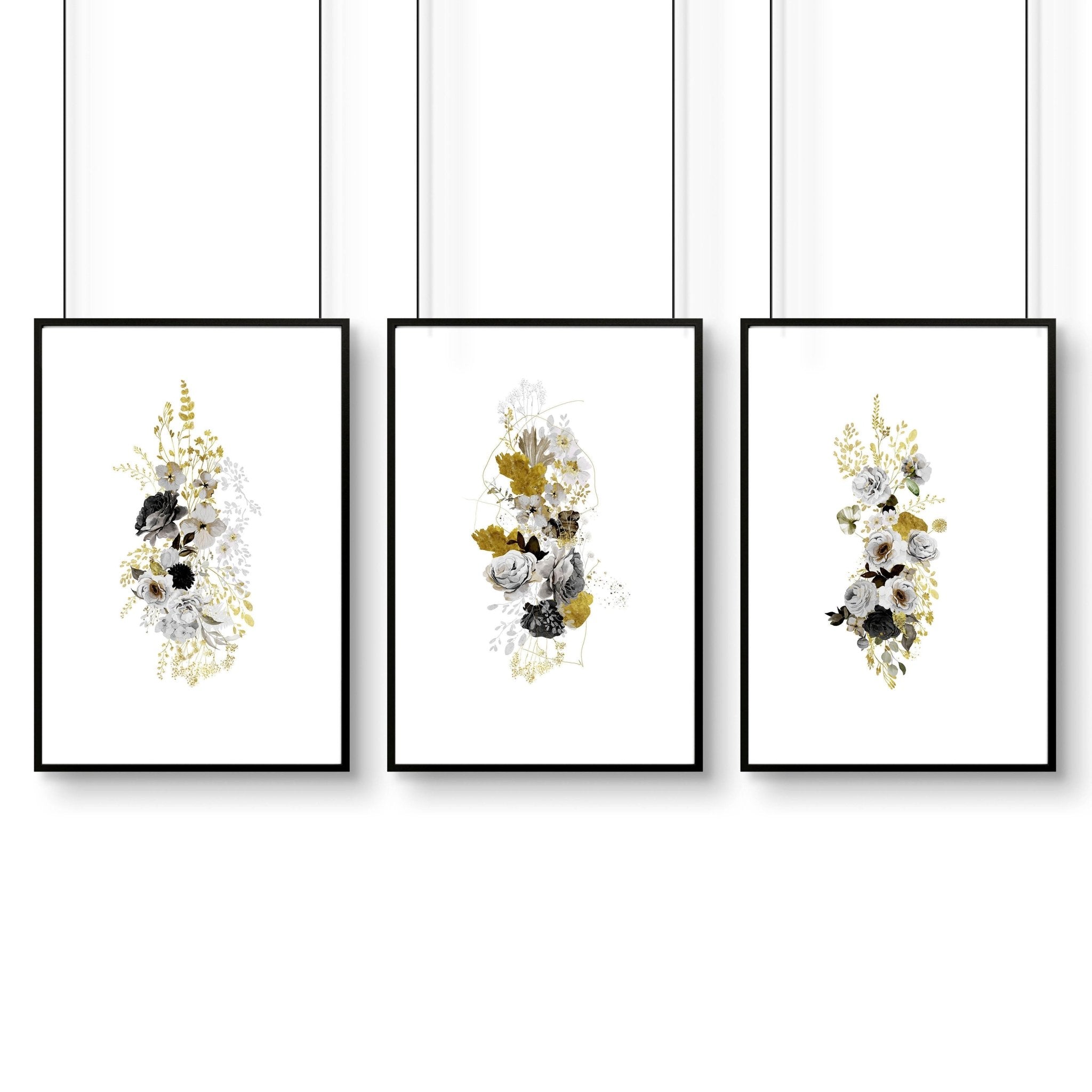 Living Room Wall Pictures – Set of 3 Floral Prints