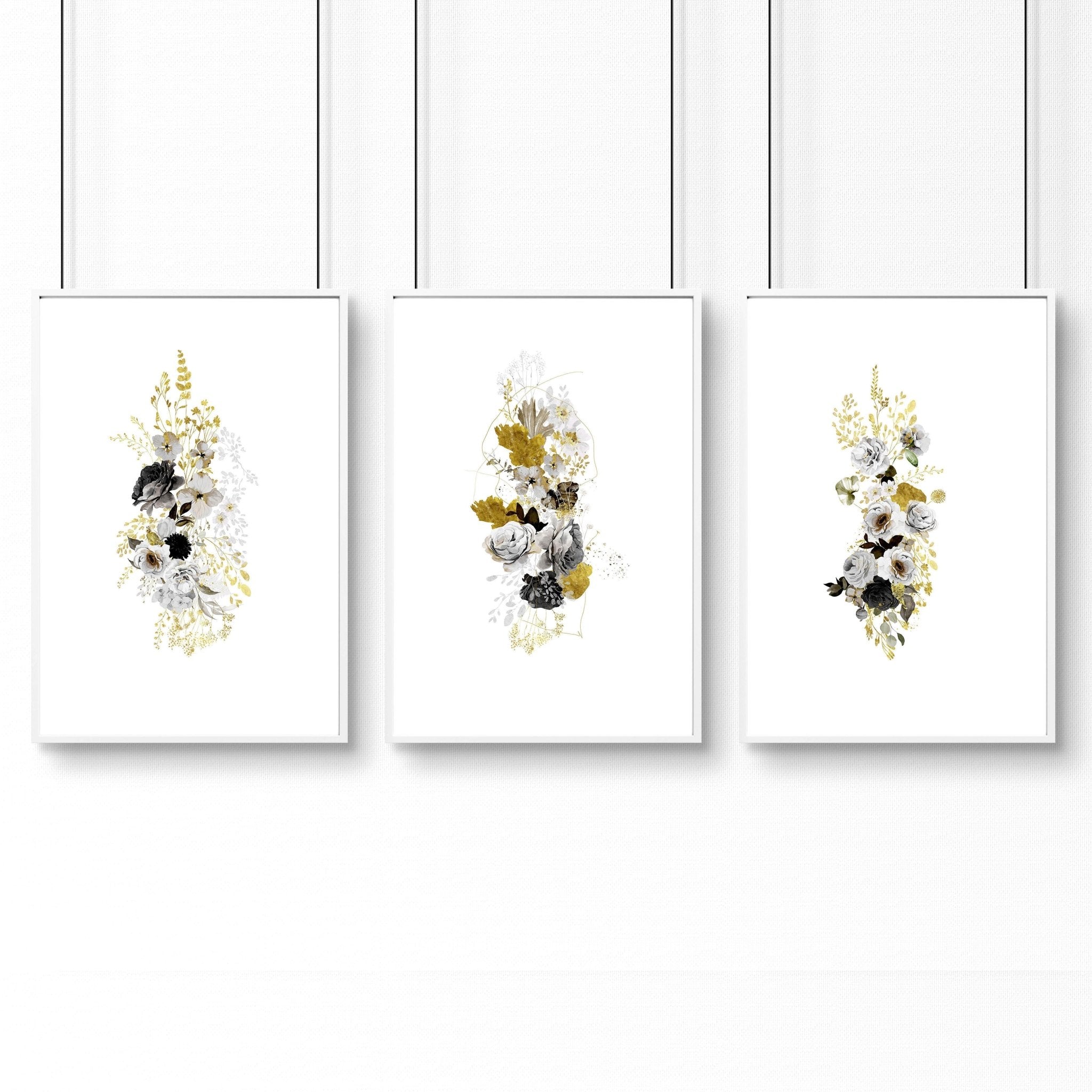 Living Room Wall Pictures – Set of 3 Floral Prints