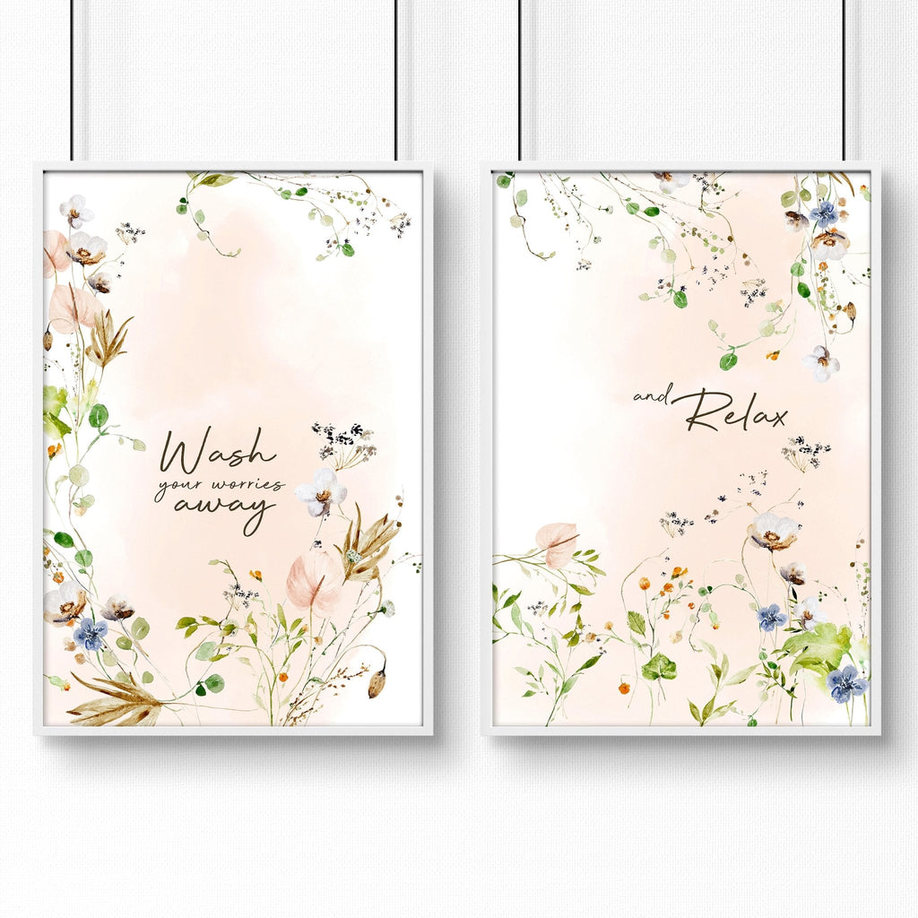 Bathroom decoration items | Set of 2 Shabby Chic wall art