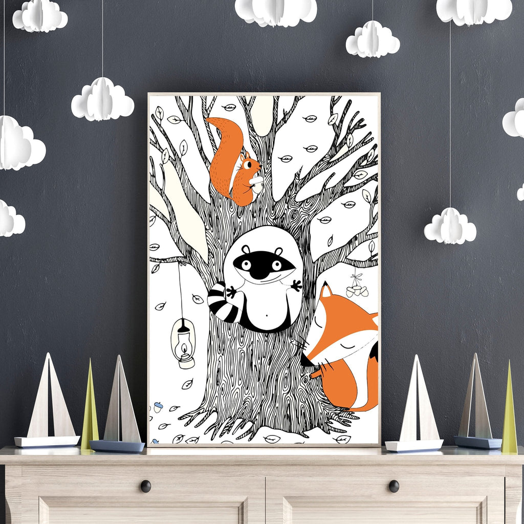 Fox prints for Woodland Nursery wall decor | set of 3 wall art prints