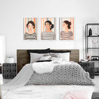 Framed Bedroom Wall Art | Set of 3 Bohemian Wall art Prints