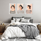 Framed Bedroom Wall Art | Set of 3 Bohemian Wall art Prints