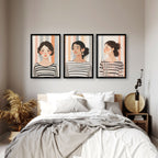 Framed Bedroom Wall Art | Set of 3 Bohemian Wall art Prints