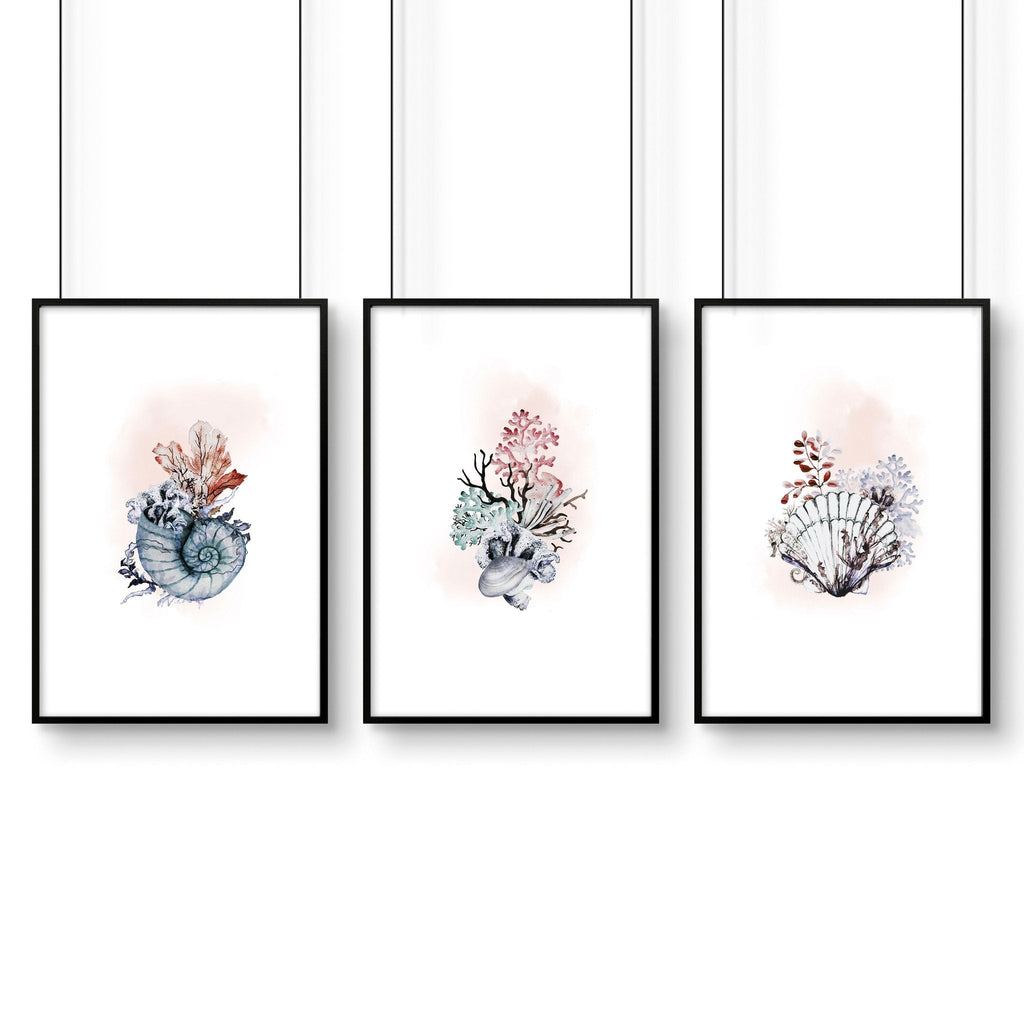 Coastal wall art | Set of 3 framed pictures