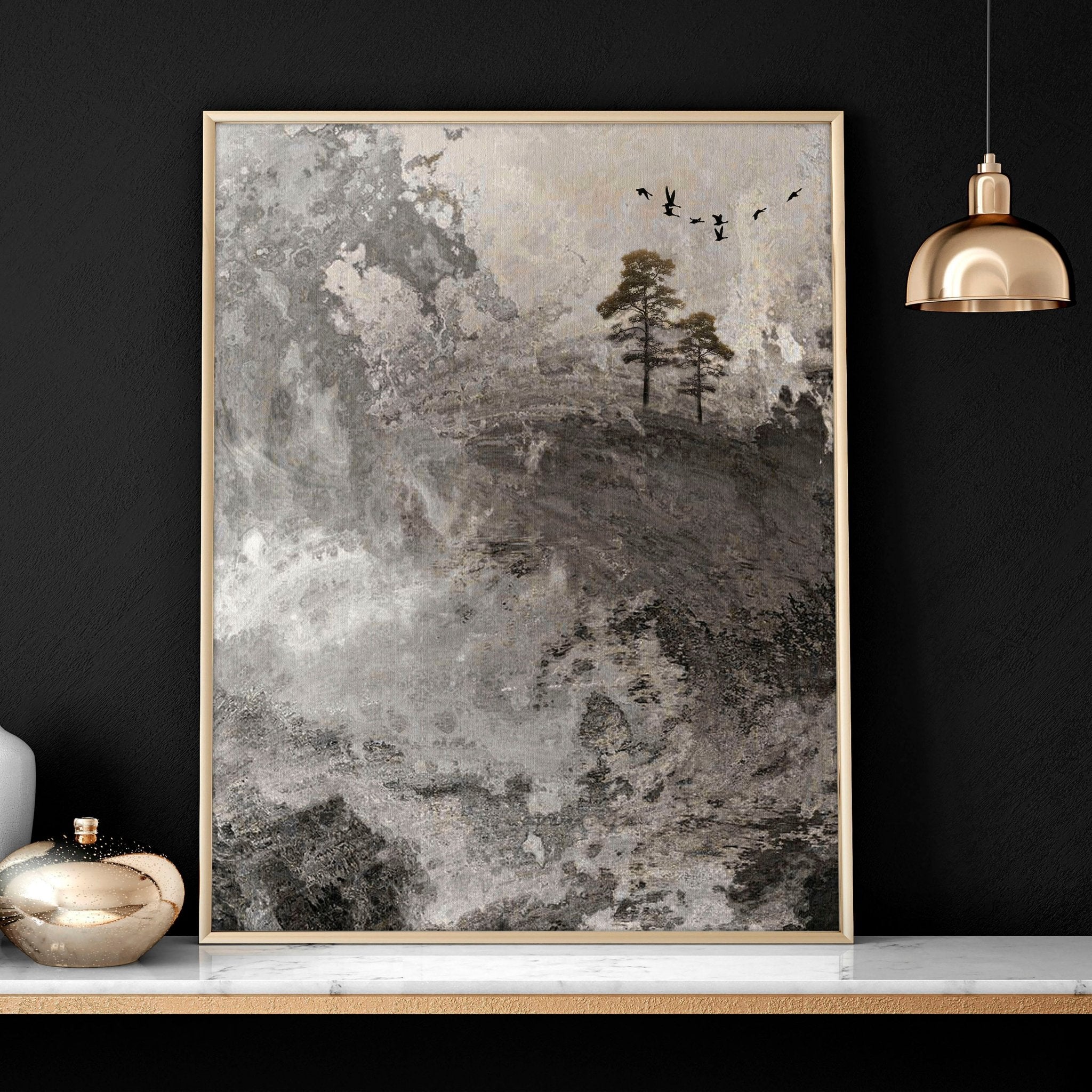 Framed landscape print for home office decor | set of 3 wall art