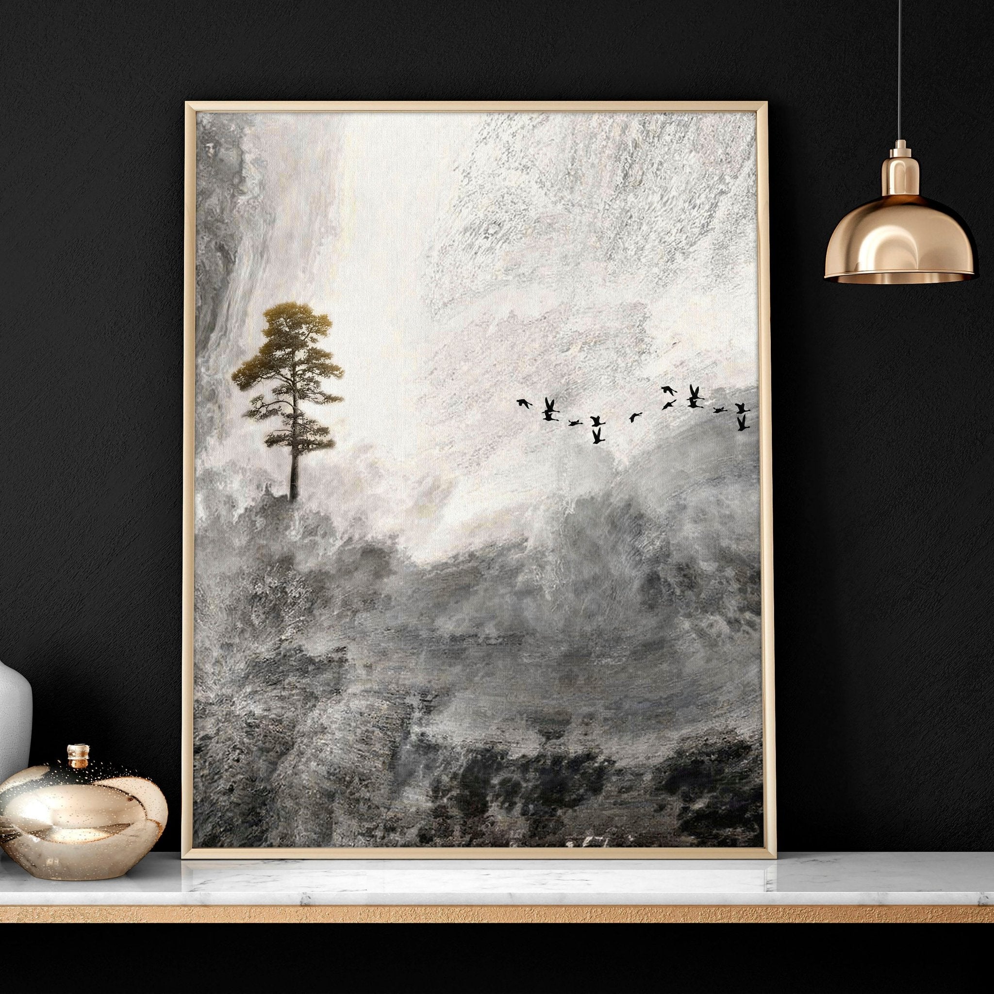 Framed landscape print for home office decor | set of 3 wall art