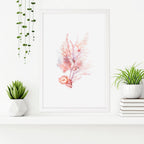 Framed Pictures For The Bathroom | Set of 3 Seashells Wall art Prints