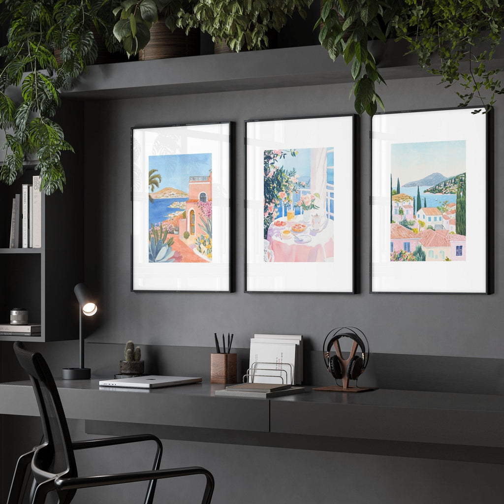 Framed Print Wall | Set of 3 Beach Decor Wall art Prints