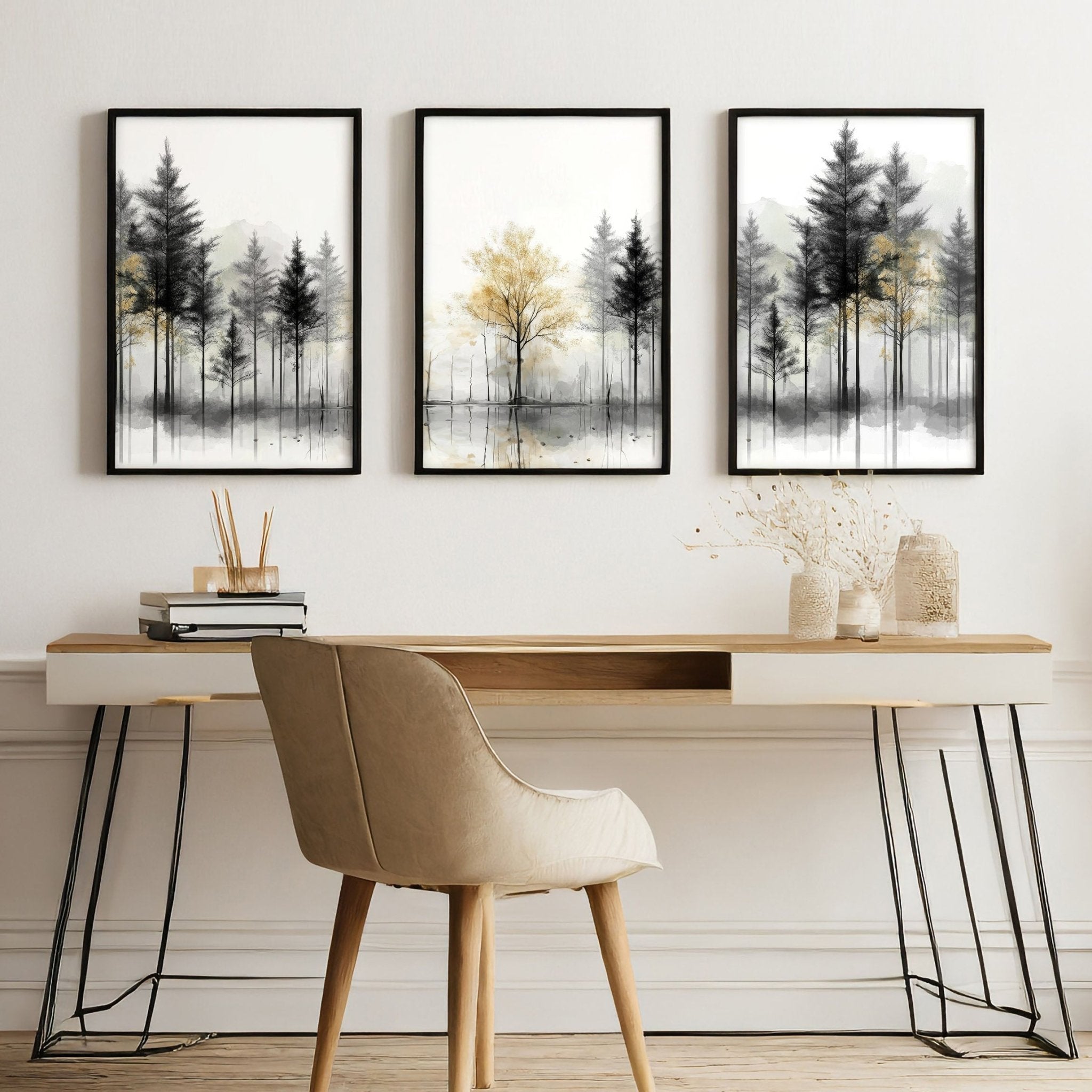 Framed Wall Art Set of 3 | Set of 3 Asian Inspired Wall art Prints